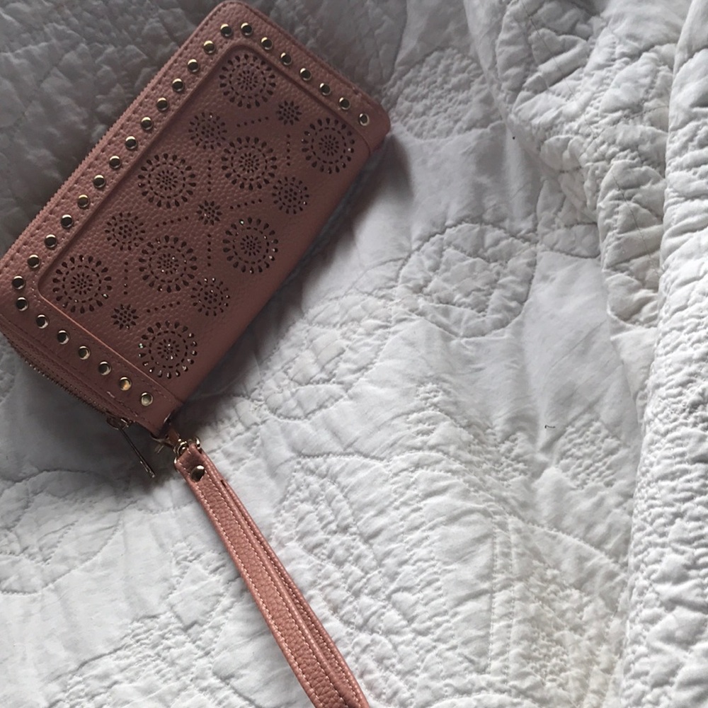 Pink with gold wallet